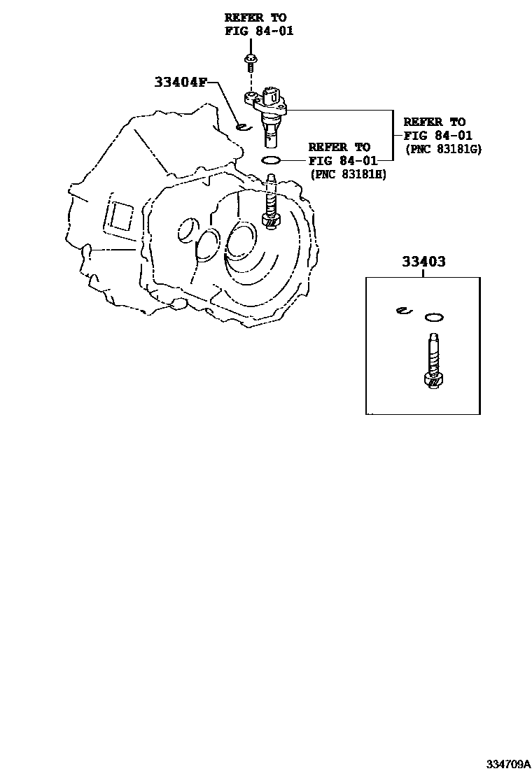 Toyota YARIS 速度表从动齿轮(MTM) EPC diagram — 334709A