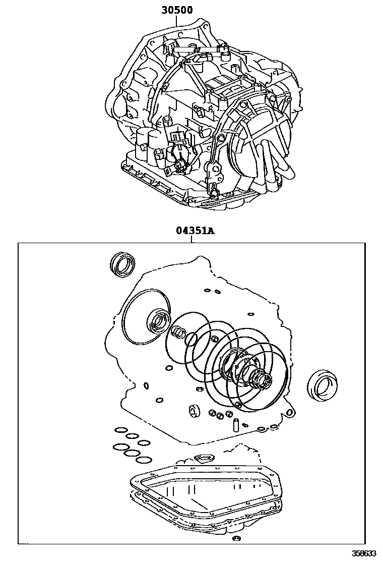 Toyota YARIS 传动桥或变速器总成和衬垫组件(ATM) EPC diagram — 358633