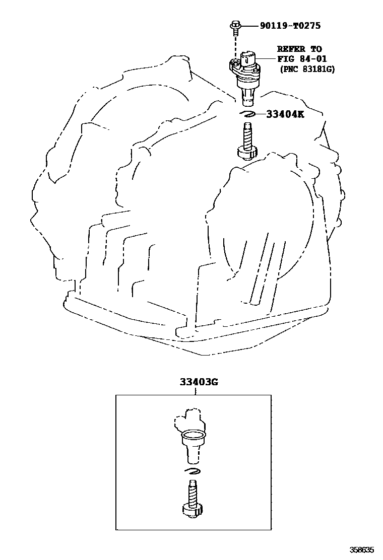 Toyota YARIS 速度表从动齿轮(ATM) EPC diagram — 358635