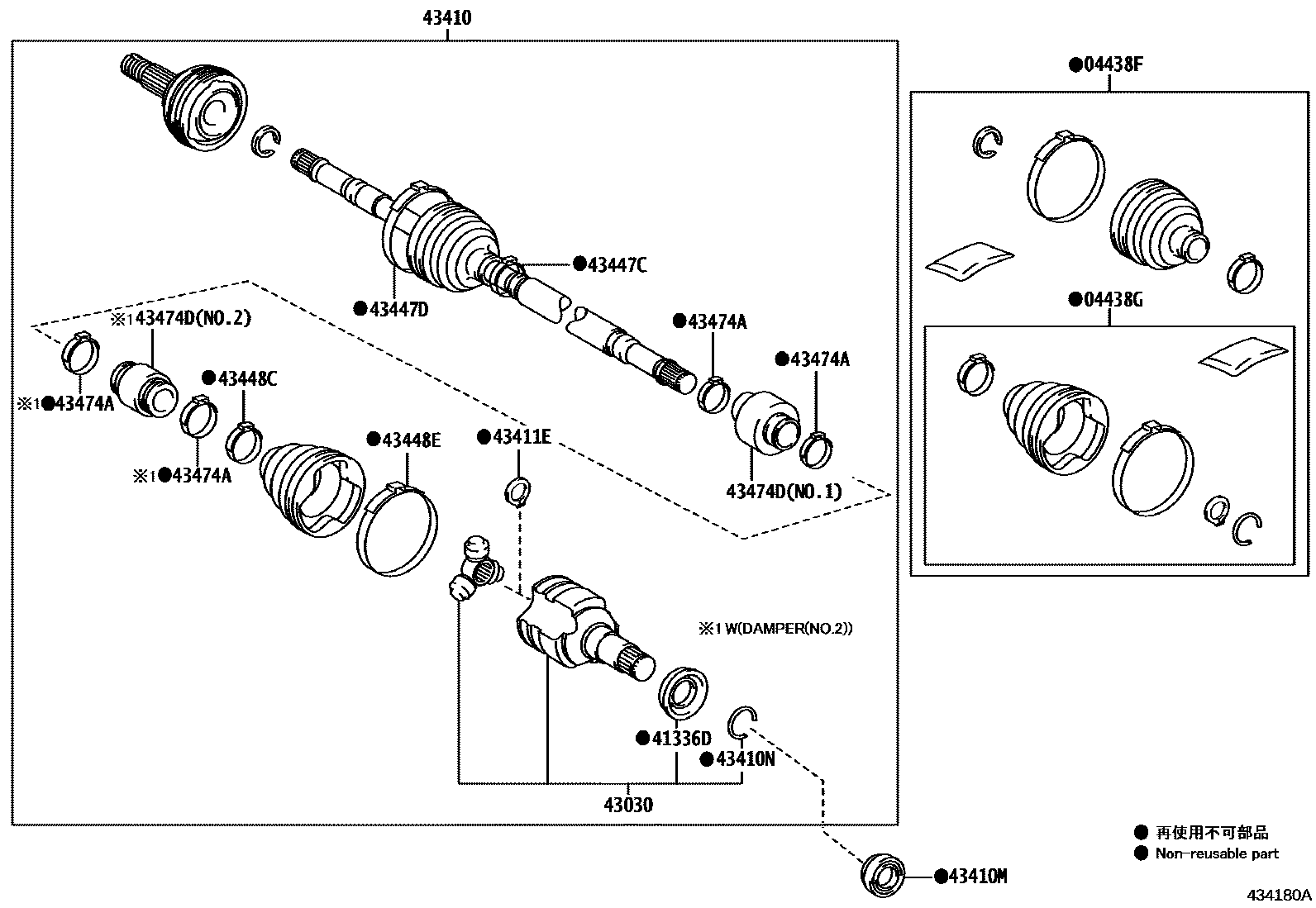 Toyota YARIS Front Drive Shaft EPC diagram — 434180A