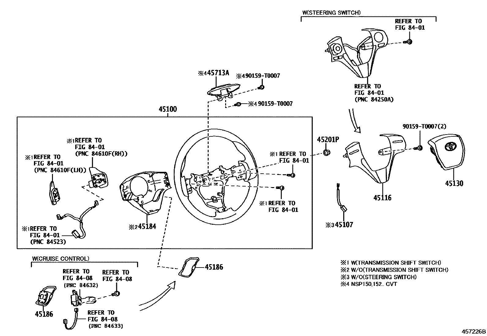 Toyota YARIS Steering Wheel EPC diagram — 457226B