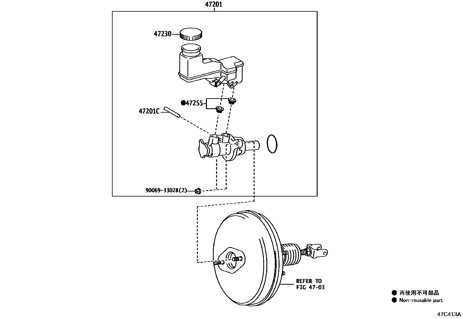 Toyota YARIS 制动总泵 EPC diagram — 47C413A
