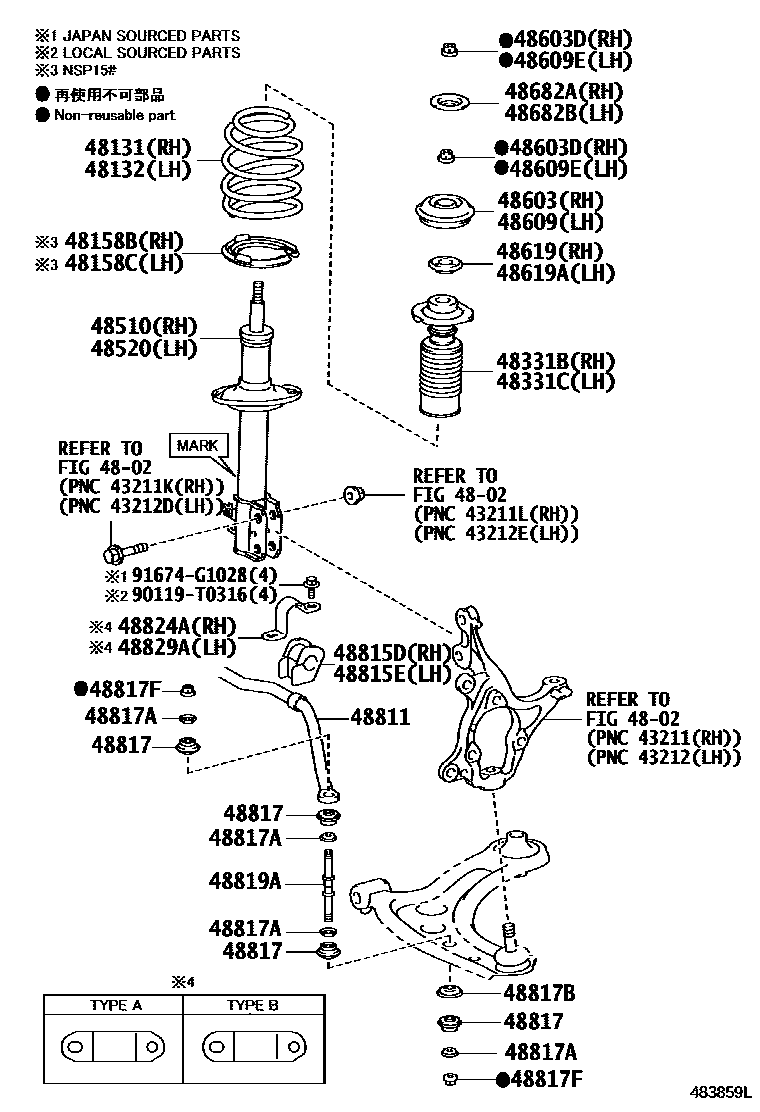 Toyota YARIS Front Spring & Shock Absorber EPC diagram — 483859L
