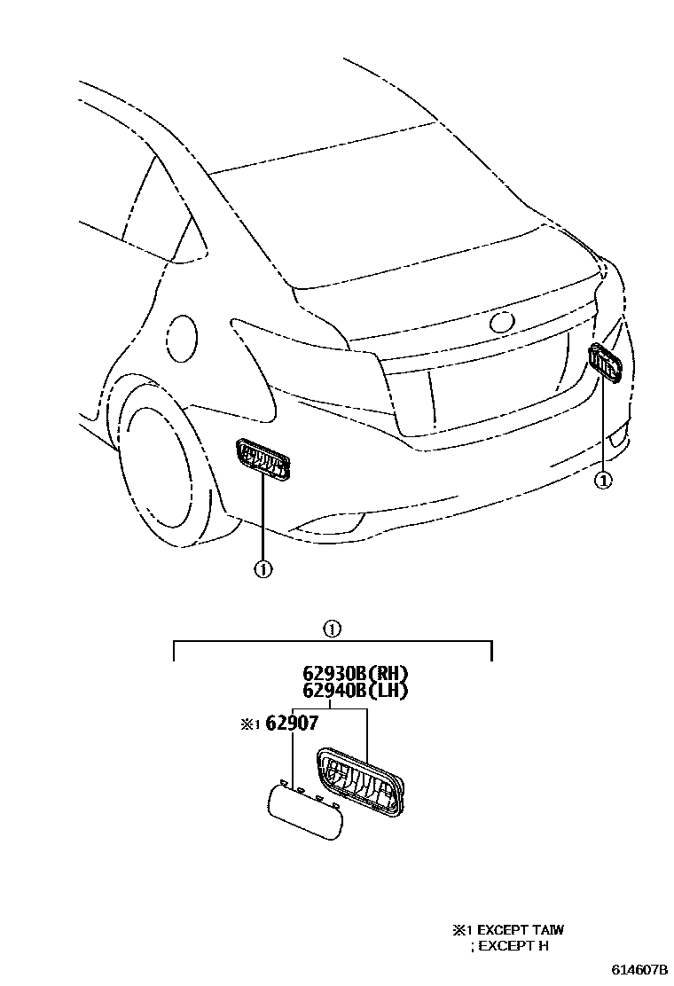 Toyota YARIS 车侧通风装置 EPC diagram — 614607B