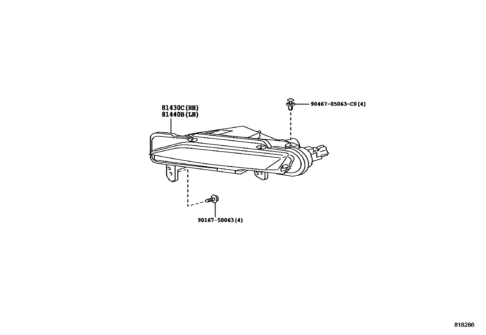 Toyota YARIS 日间行车照明灯或照明灯 EPC diagram — 818266