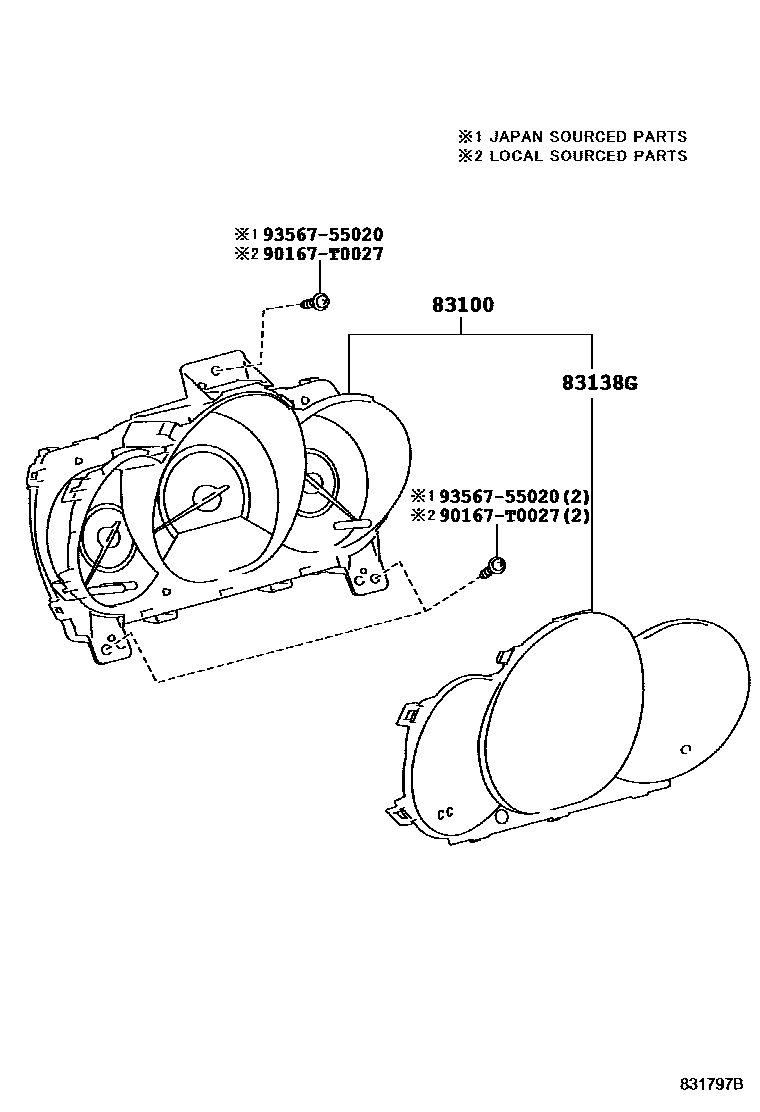Toyota YARIS 仪表 EPC diagram — 831797B