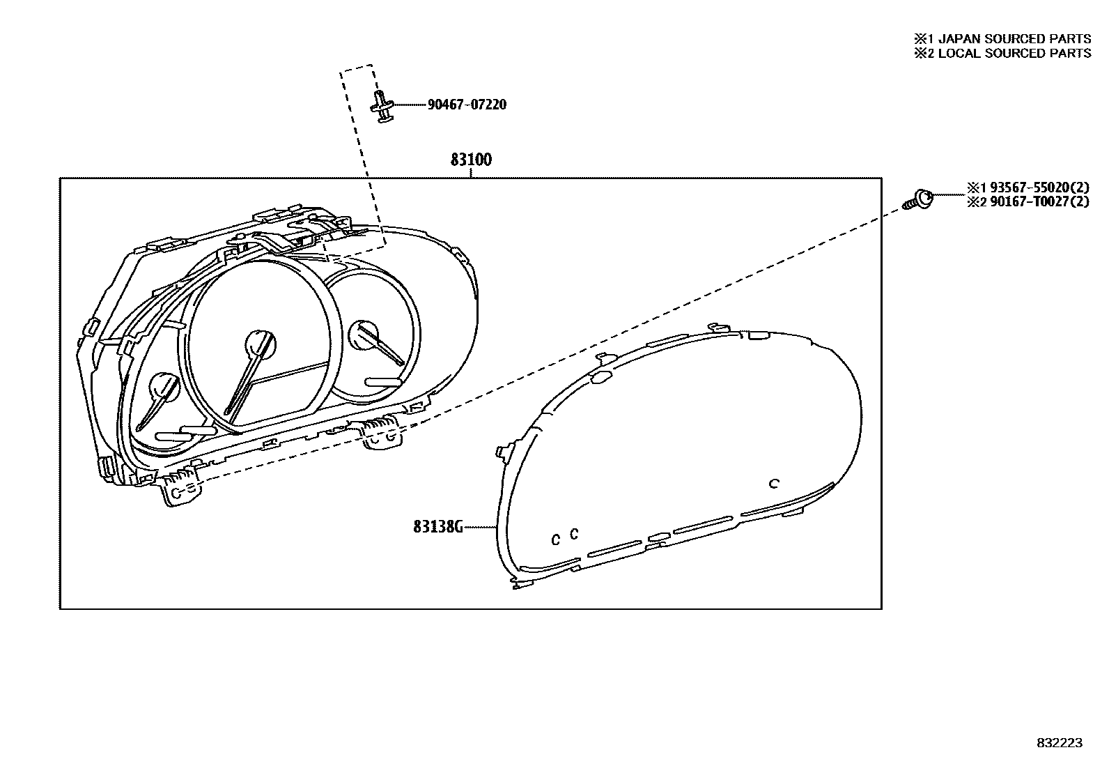 Toyota YARIS 仪表 EPC diagram — 832223