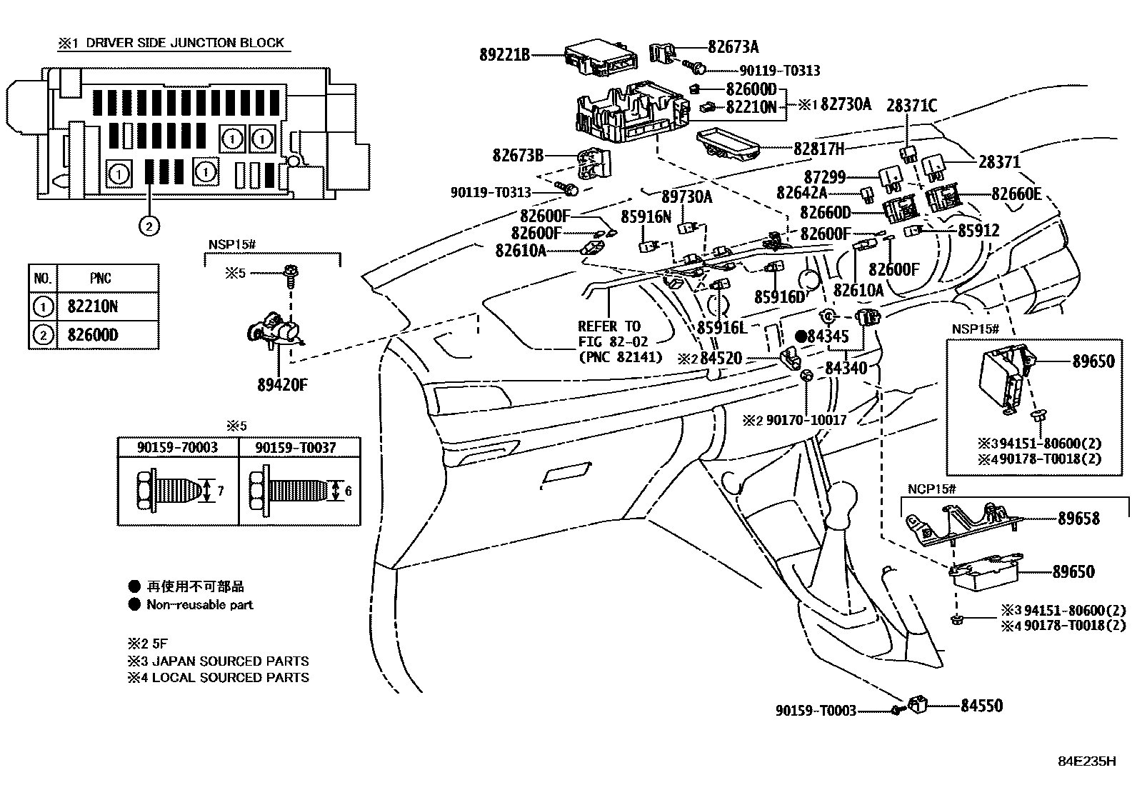 Toyota YARIS 开关和继电器和ECU EPC diagram — 84E235H