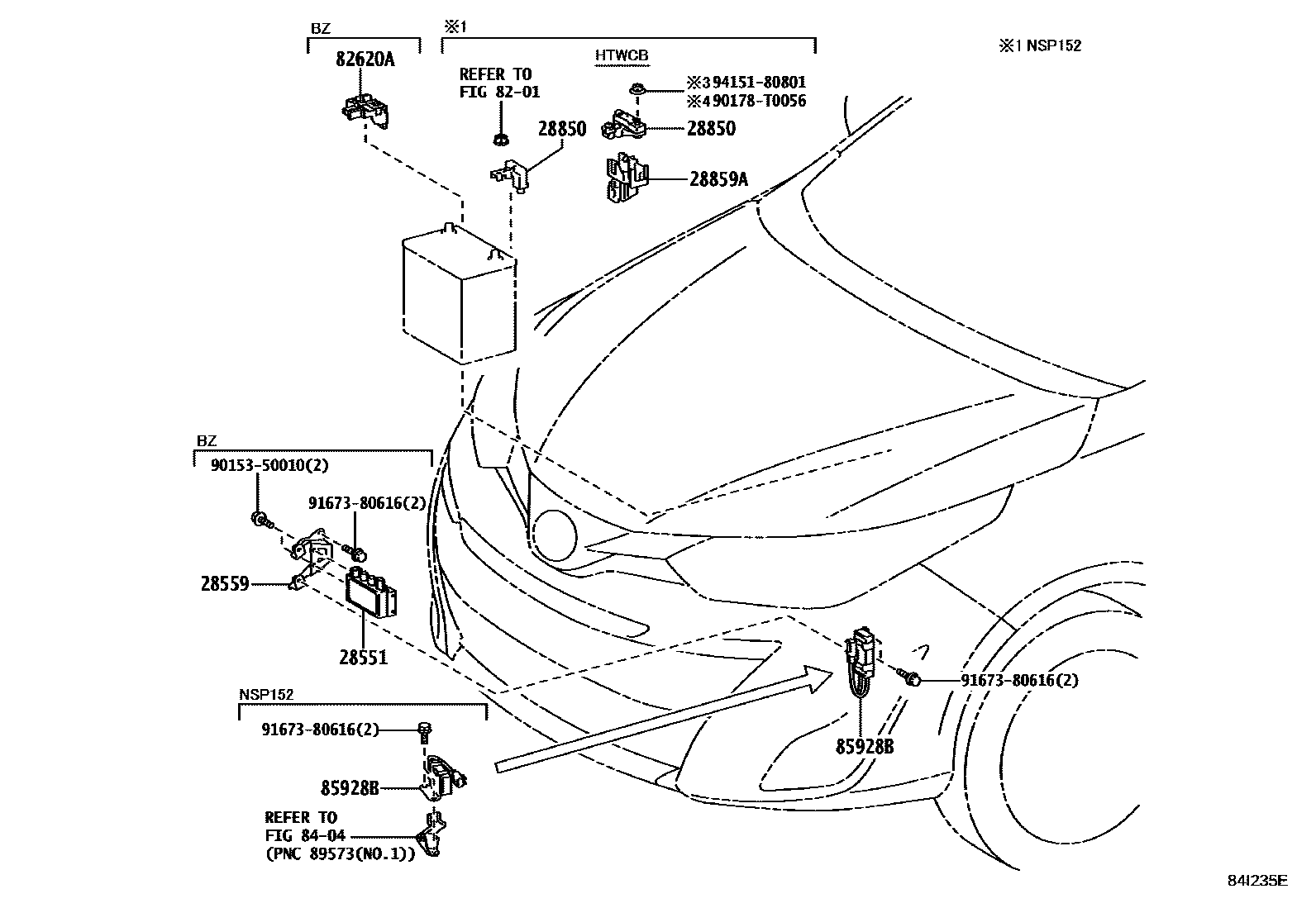 Toyota YARIS 开关和继电器和ECU EPC diagram — 84I235E