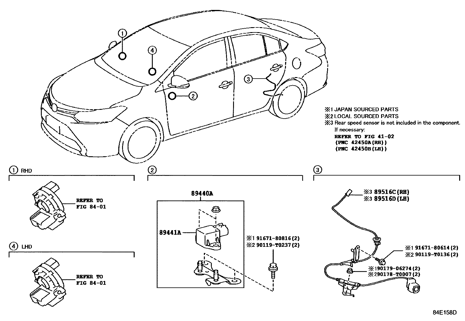 Toyota YARIS ABS 和 VSC EPC diagram — 84E158D