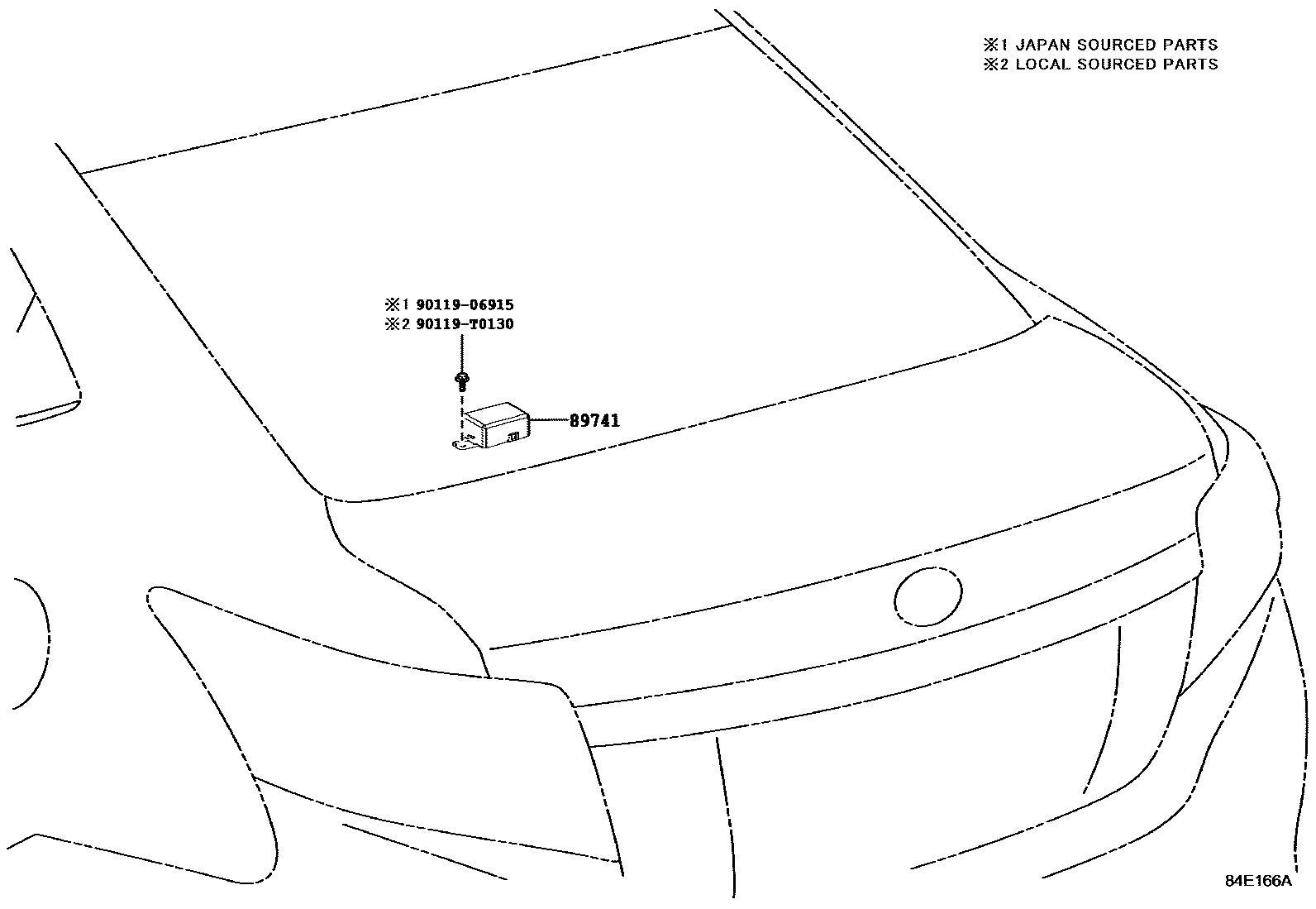 Toyota YARIS 遥控门锁 EPC diagram — 84E166A