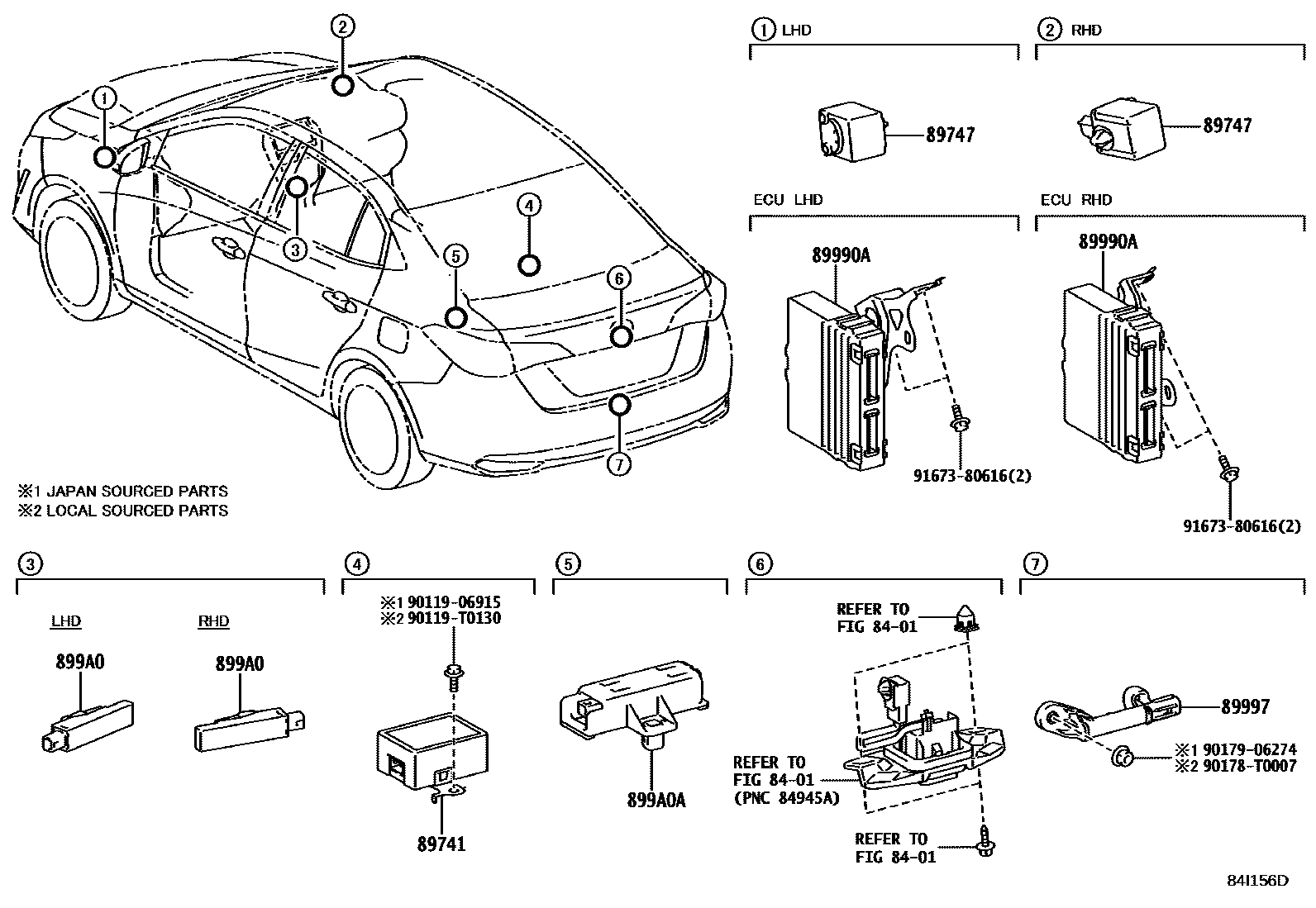 Toyota YARIS 遥控门锁 EPC diagram — 84I156D