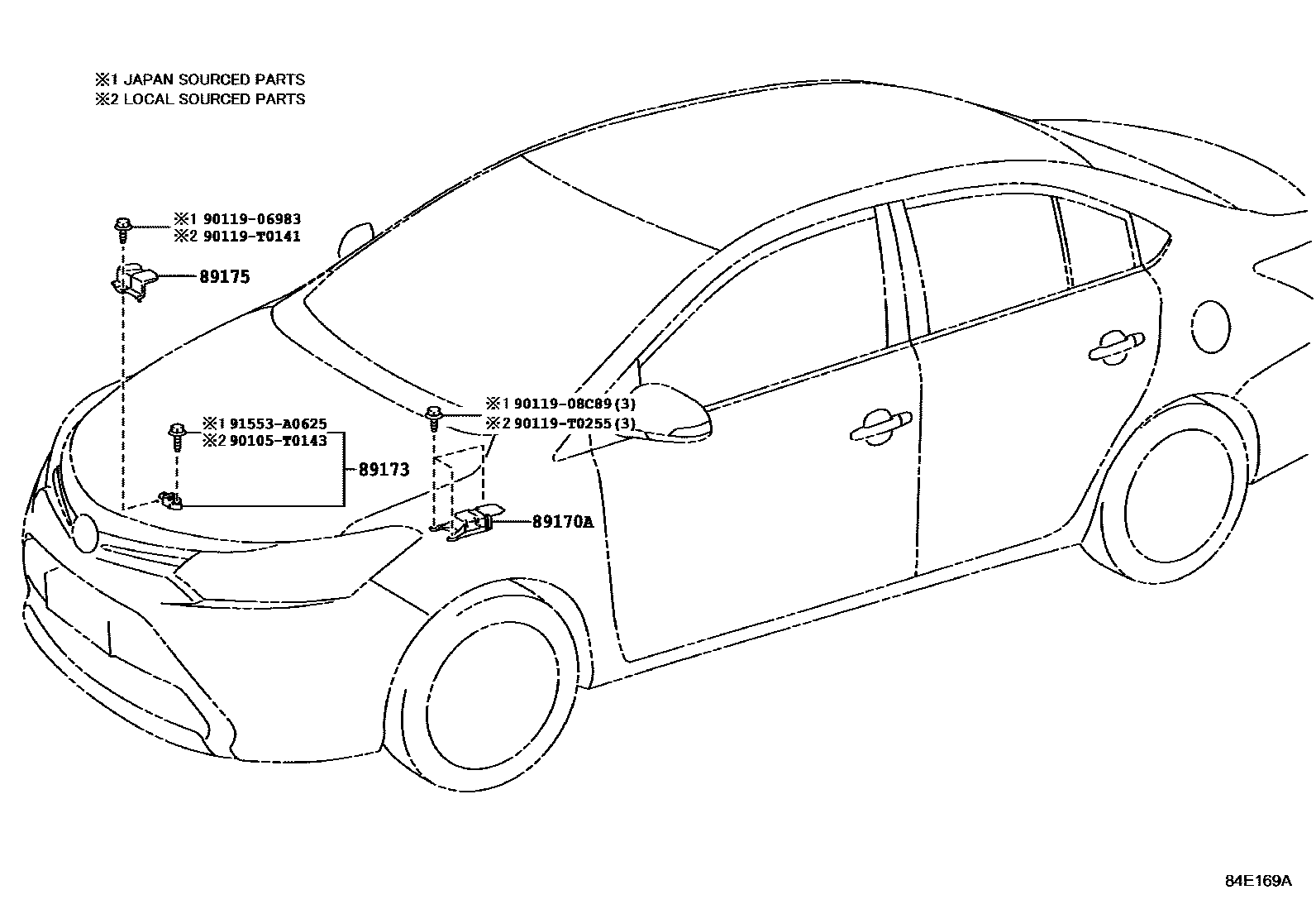 Toyota YARIS 空气囊 EPC diagram — 84E169A