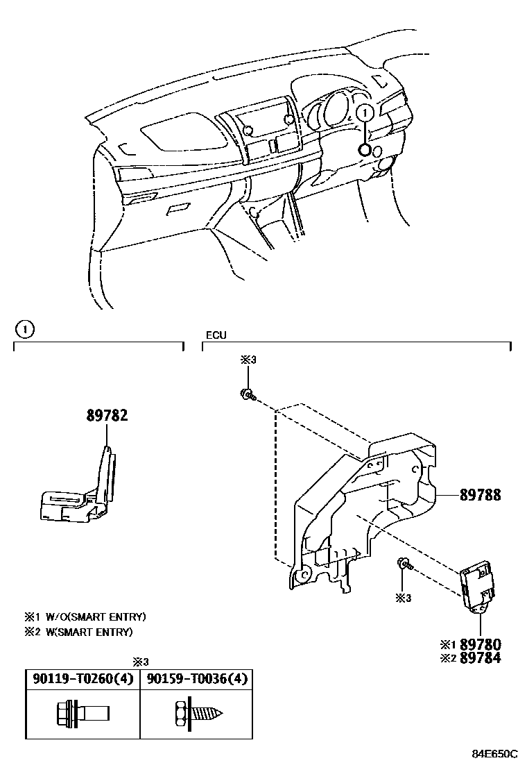 Toyota YARIS 防盗装置 EPC diagram — 84E650C