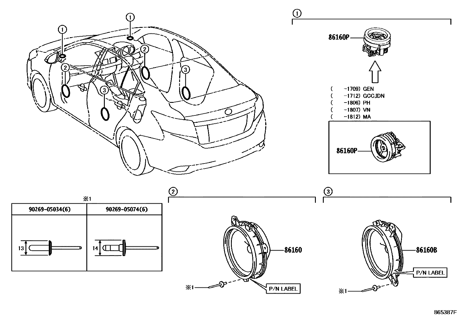 Toyota YARIS 扬声器 EPC diagram — 865387F