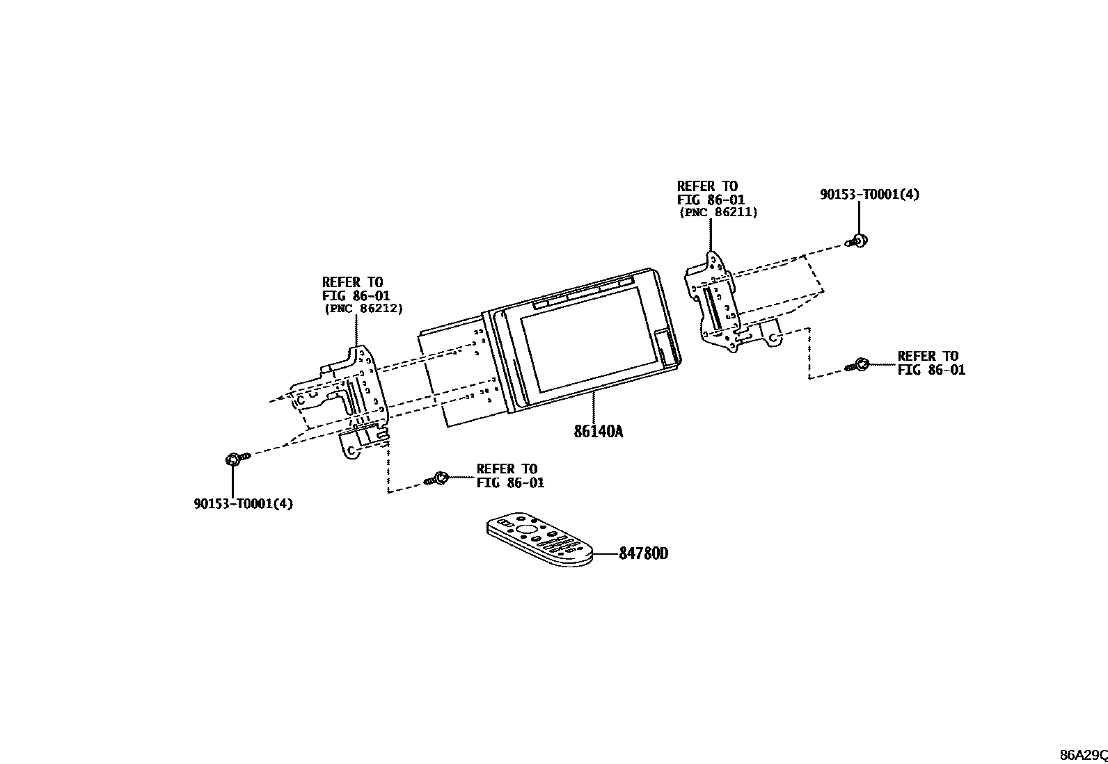 Toyota YARIS 导航和前监视器显示屏 EPC diagram — 86A29Q