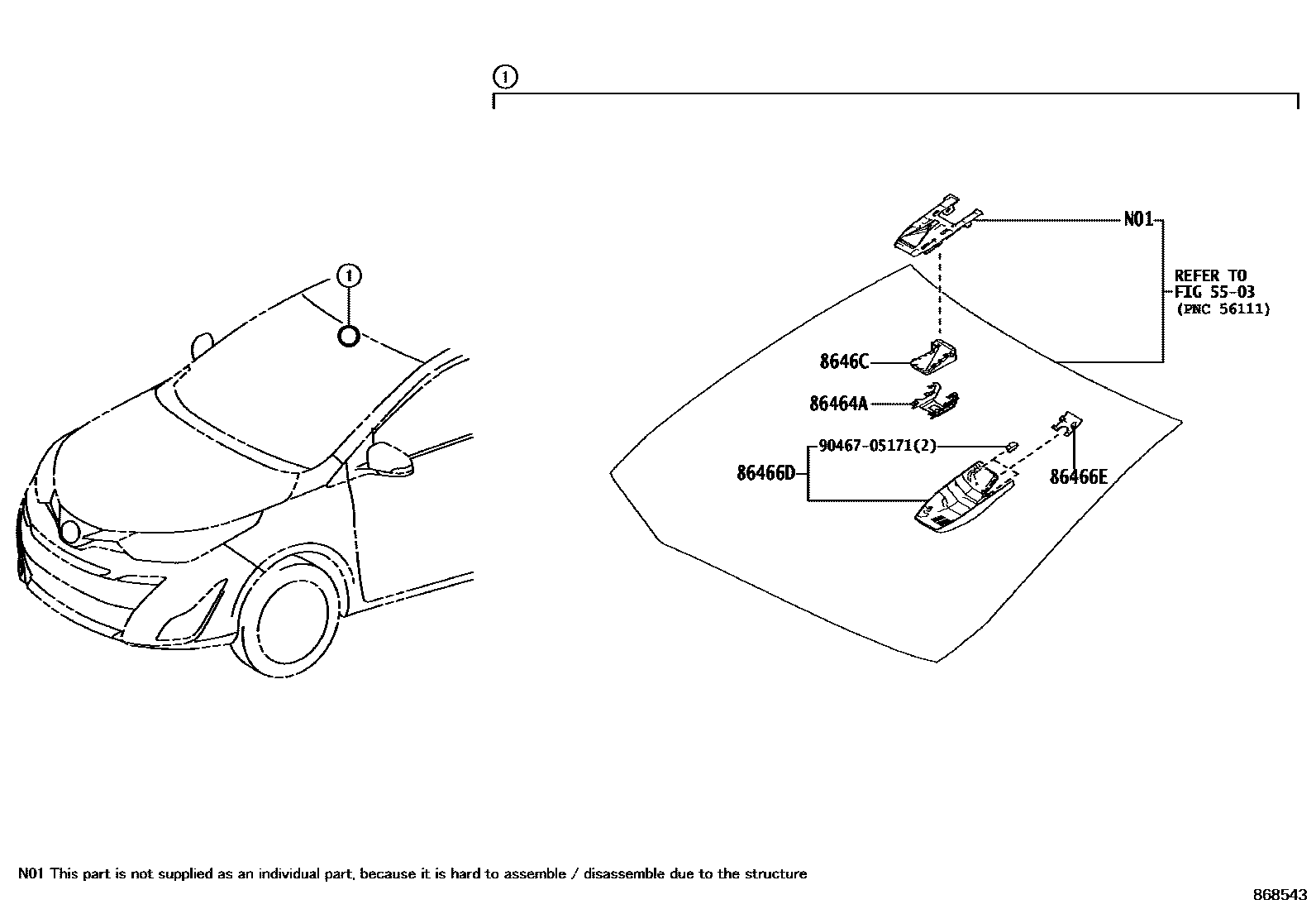 Toyota YARIS 预碰撞安全系统 EPC diagram — 868543