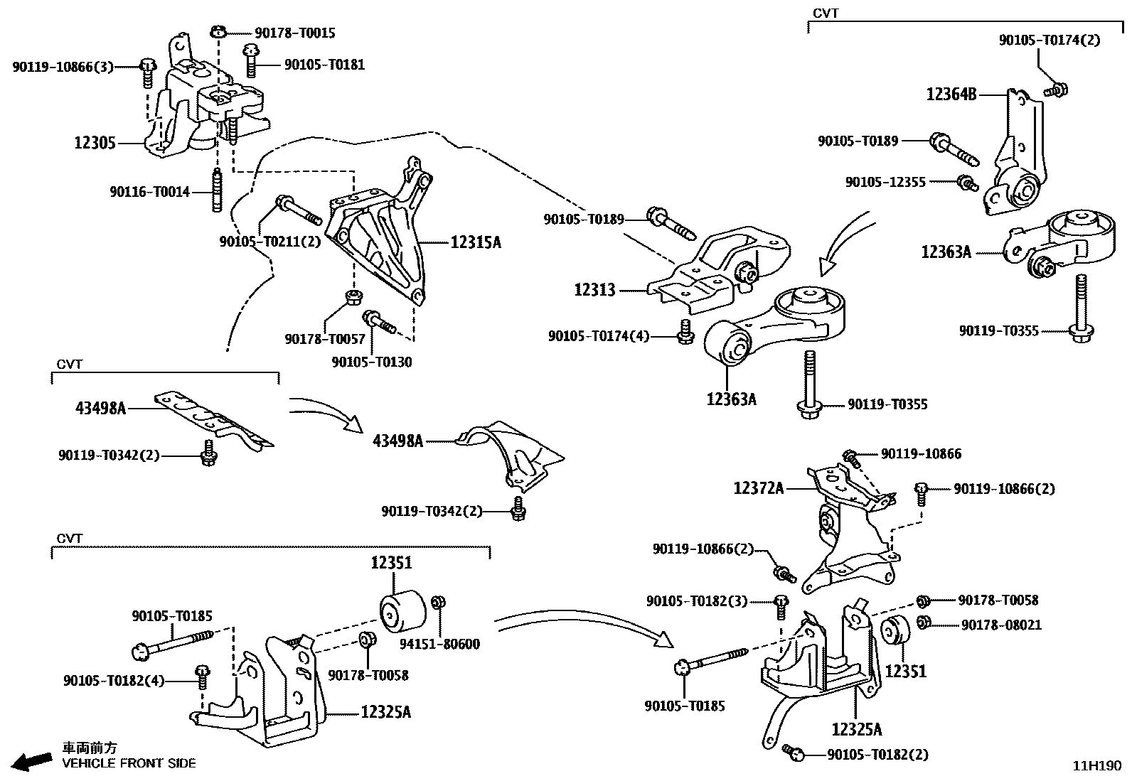 Toyota YARIS Engine Mounting EPC diagram — 11H190