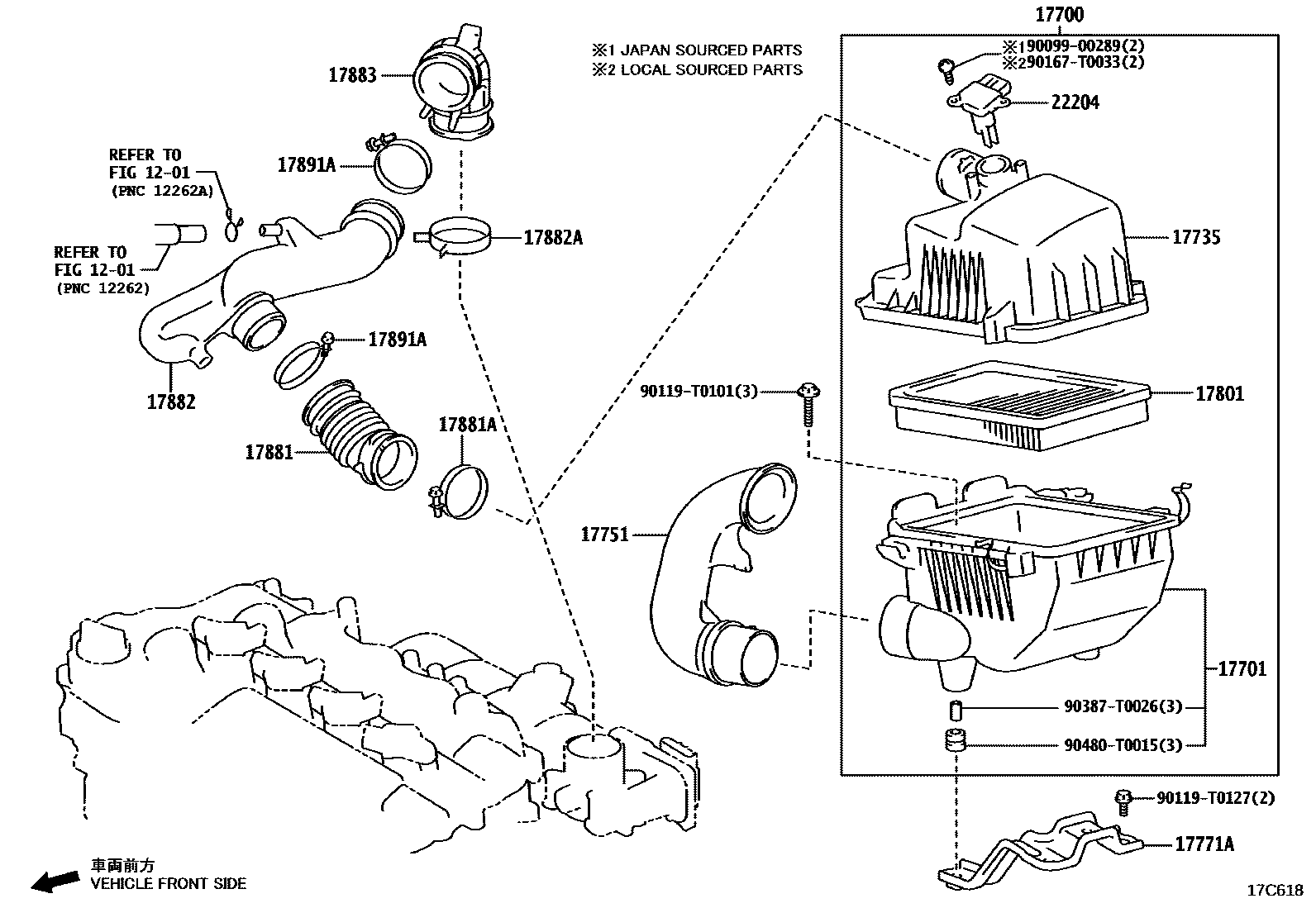 Toyota YARIS Air Cleaner EPC diagram — 17C618