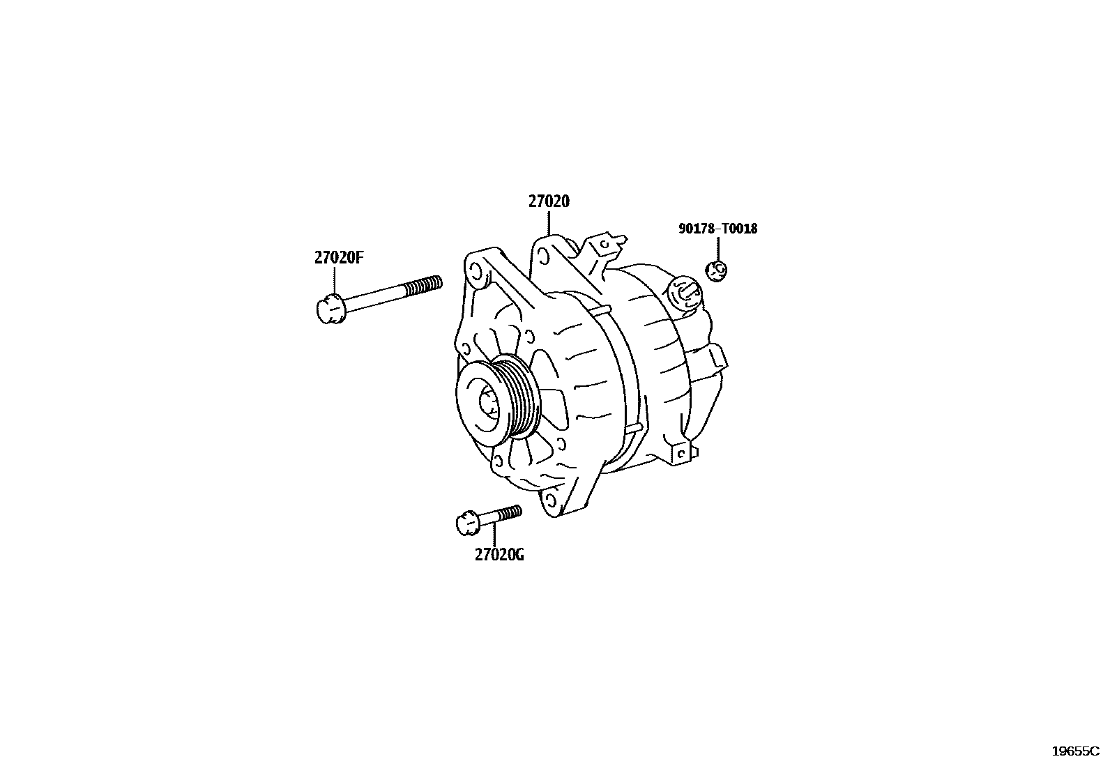 Toyota YARIS Alternator EPC diagram — 19655C