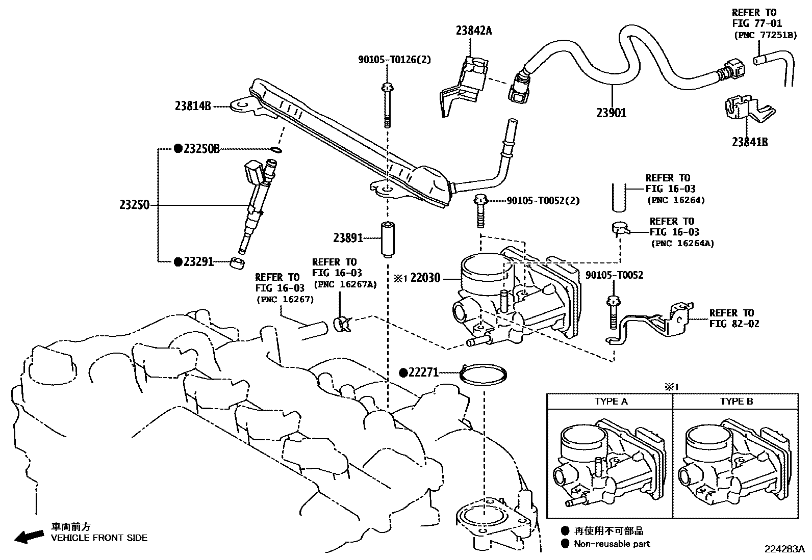 Toyota YARIS 燃油喷射系统 EPC diagram — 224283A