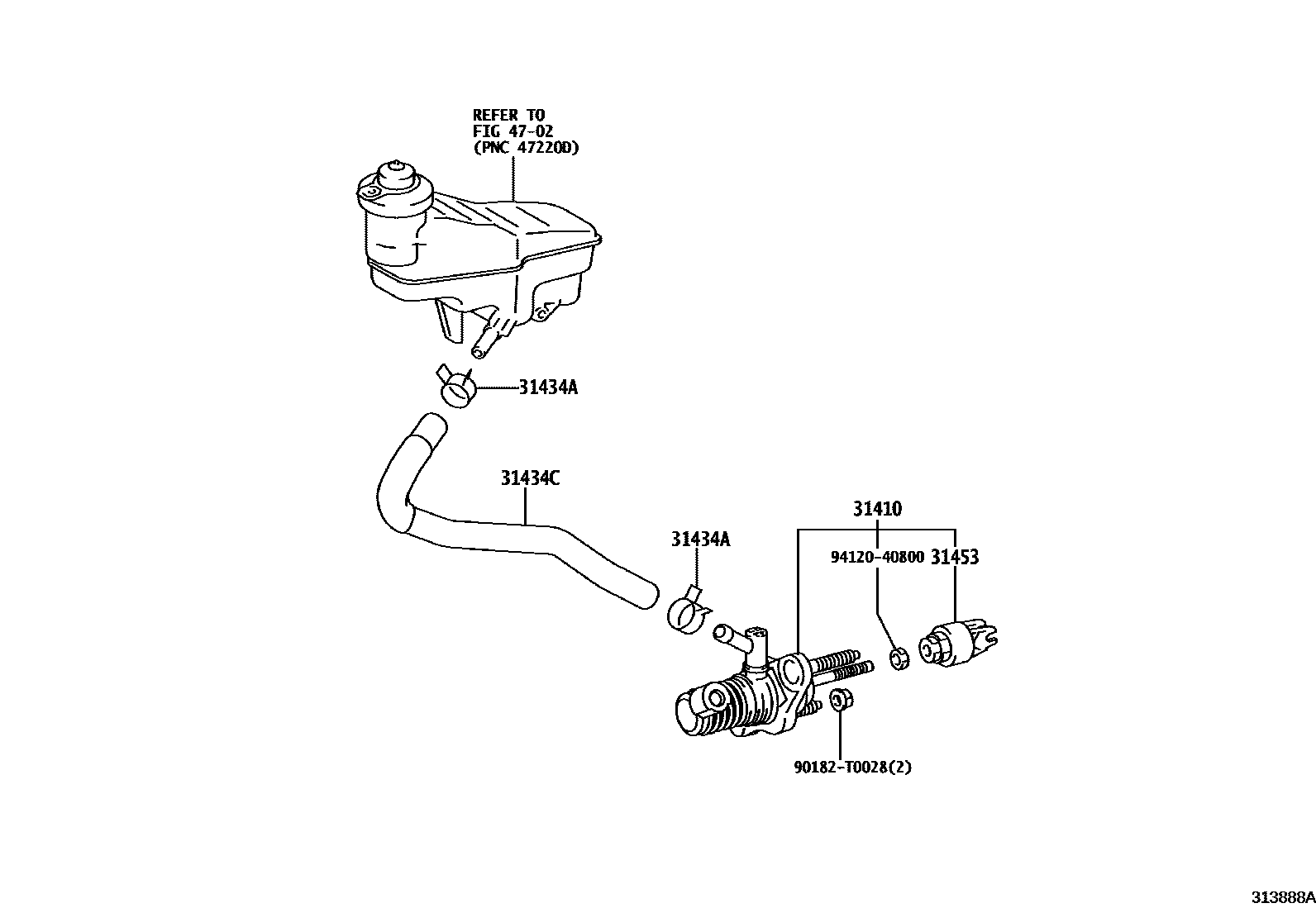 Toyota YARIS 离合器总泵 EPC diagram — 313888A
