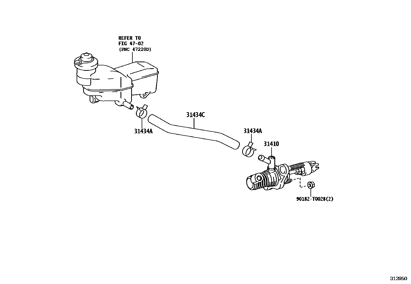 Toyota YARIS 离合器总泵 EPC diagram — 313950