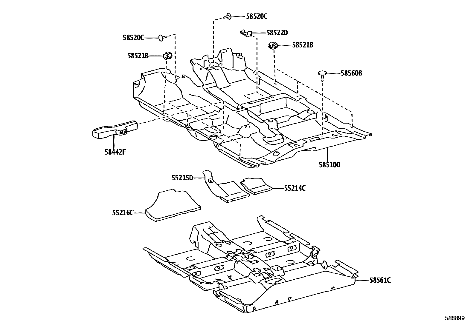 Toyota YARIS 地板垫和地毯 EPC diagram — 588899