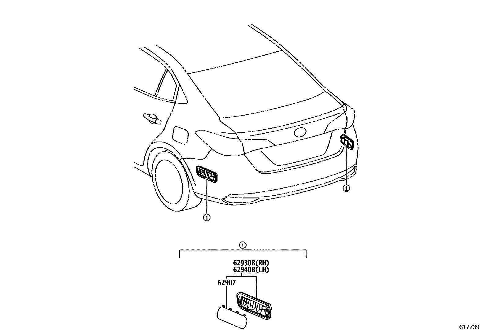 Toyota YARIS 车侧通风装置 EPC diagram — 617739
