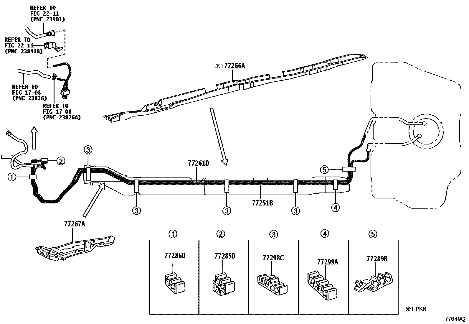 Toyota YARIS 燃油箱和燃油管 EPC diagram — 77649Q