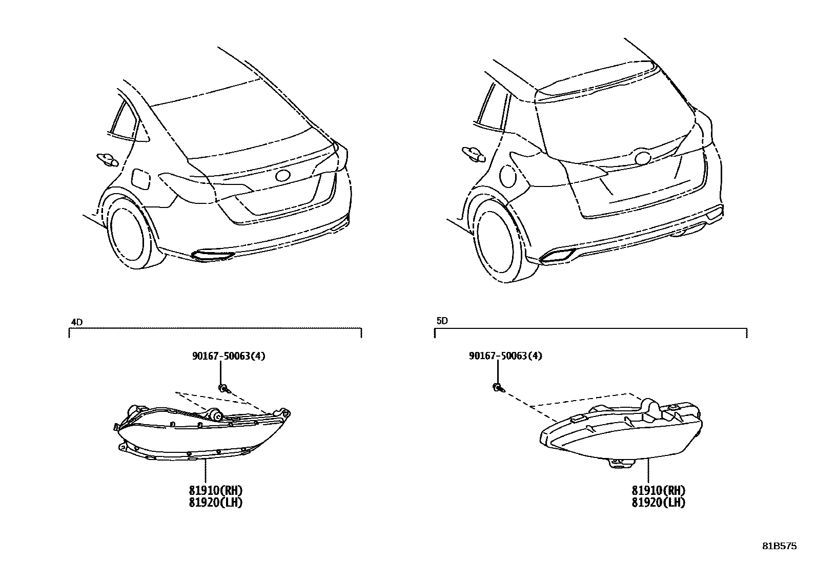 Toyota YARIS reflector EPC diagram — 81B575