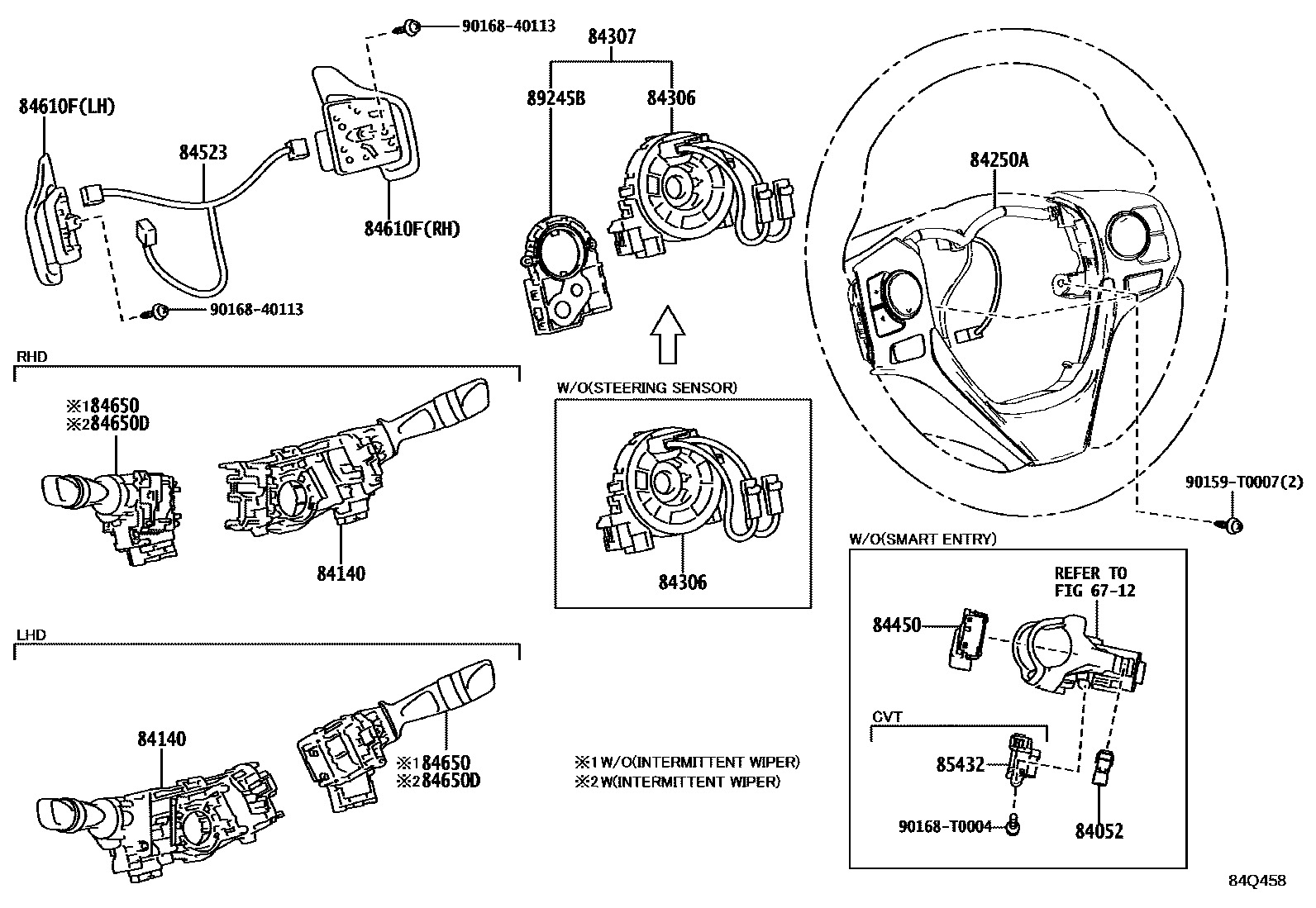 Toyota YARIS 开关和继电器和ECU EPC diagram — 84Q458