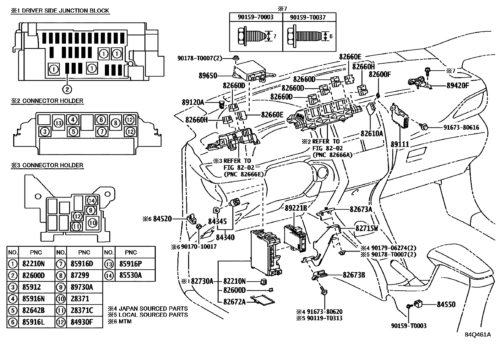 Toyota YARIS 开关和继电器和ECU EPC diagram — 84Q461A