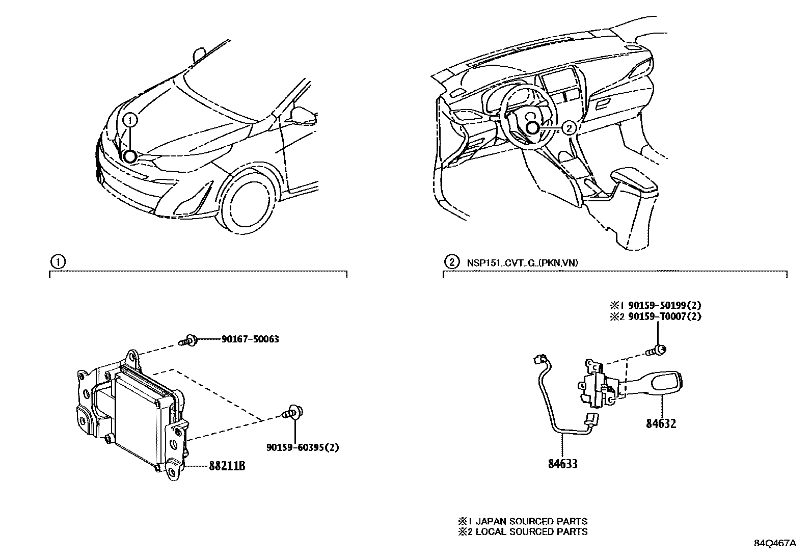 Toyota YARIS 巡航控制(自动行驶) EPC diagram — 84Q467A