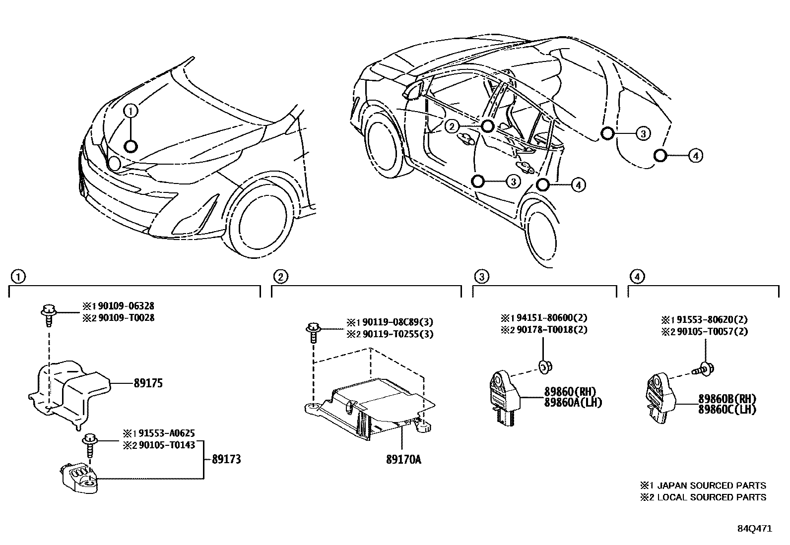 Toyota YARIS 空气囊 EPC diagram — 84Q471