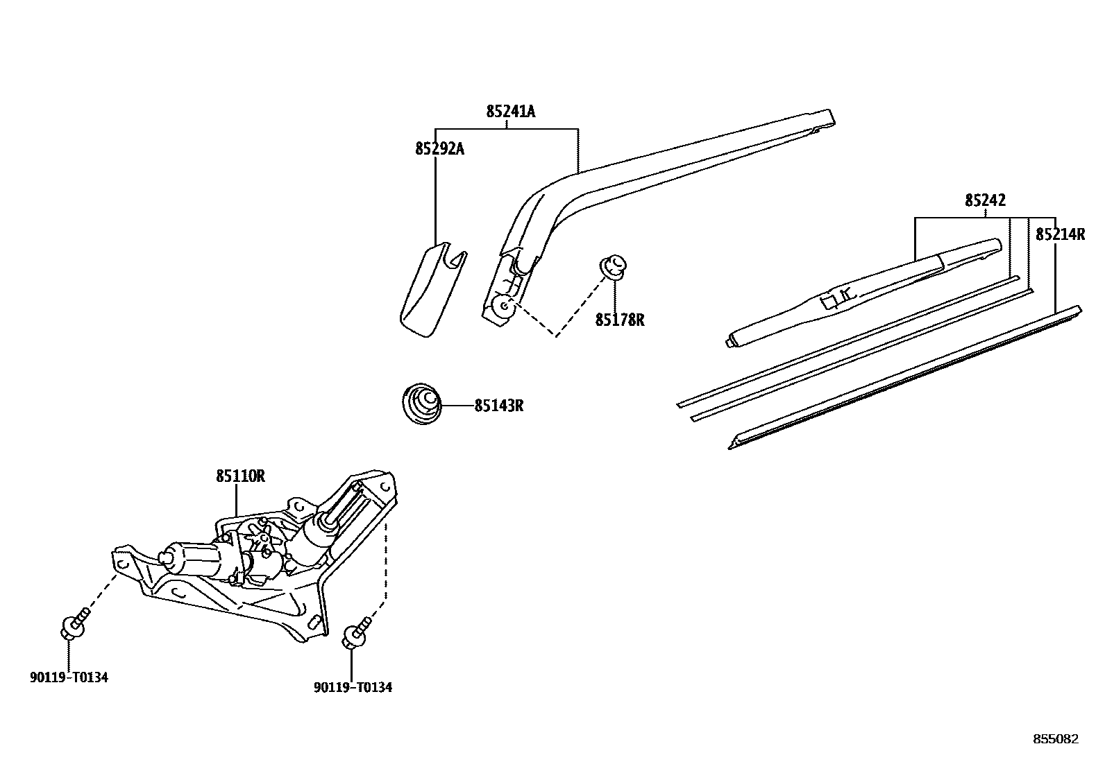 Toyota YARIS 后刮水器 EPC diagram — 855082