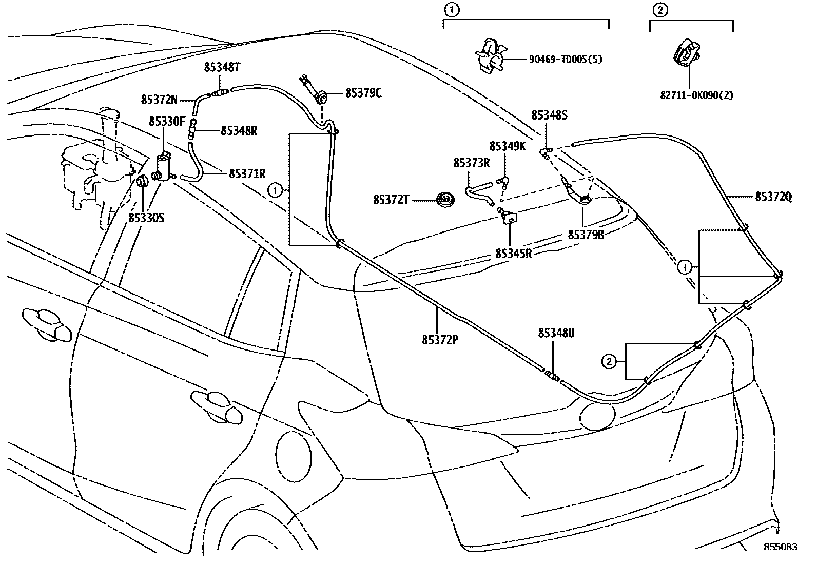 Toyota YARIS 后清洗器 EPC diagram — 855083