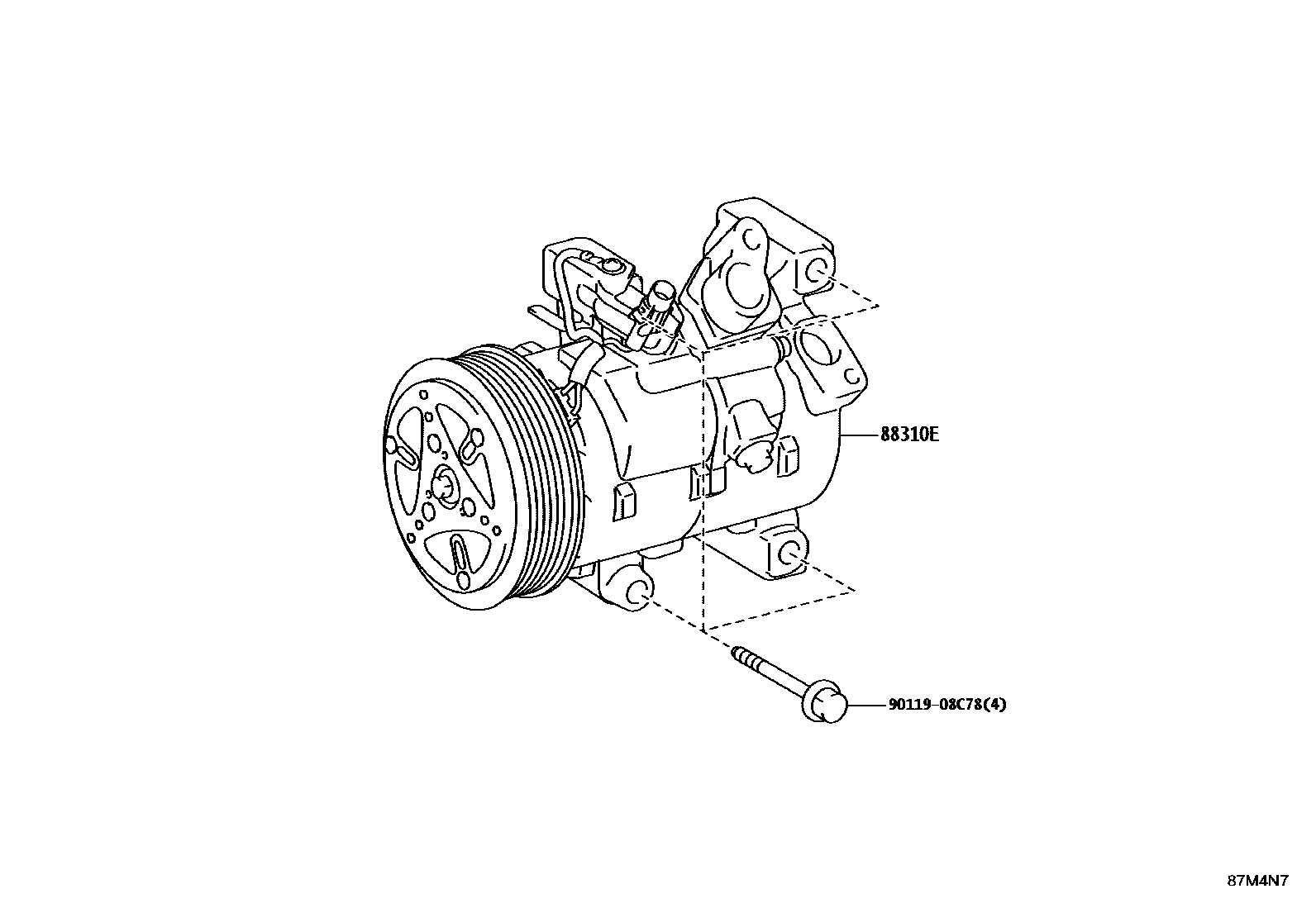 Toyota YARIS Heating & Air Conditioning - Compressor EPC diagram — 87M4N7