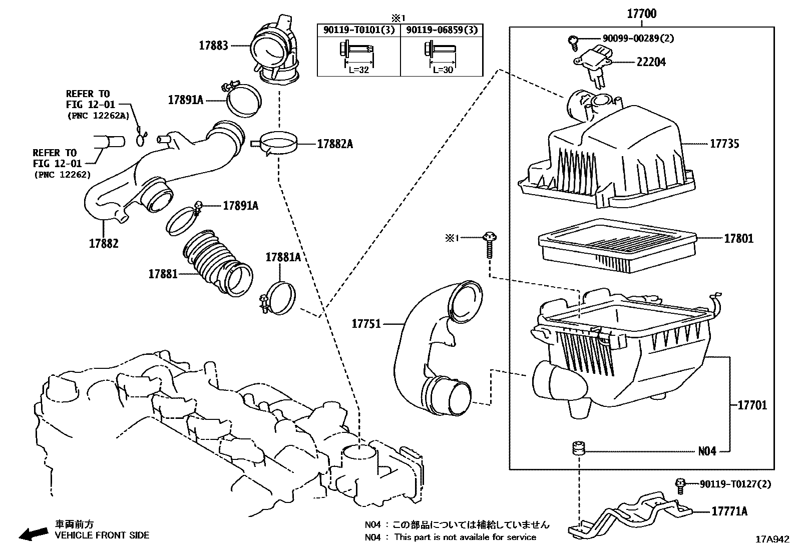 Toyota YARIS Air Cleaner EPC diagram — 17A942