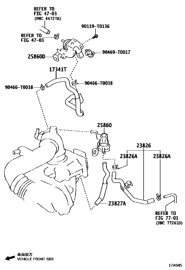 Toyota YARIS vacuum tube EPC diagram — 17A945