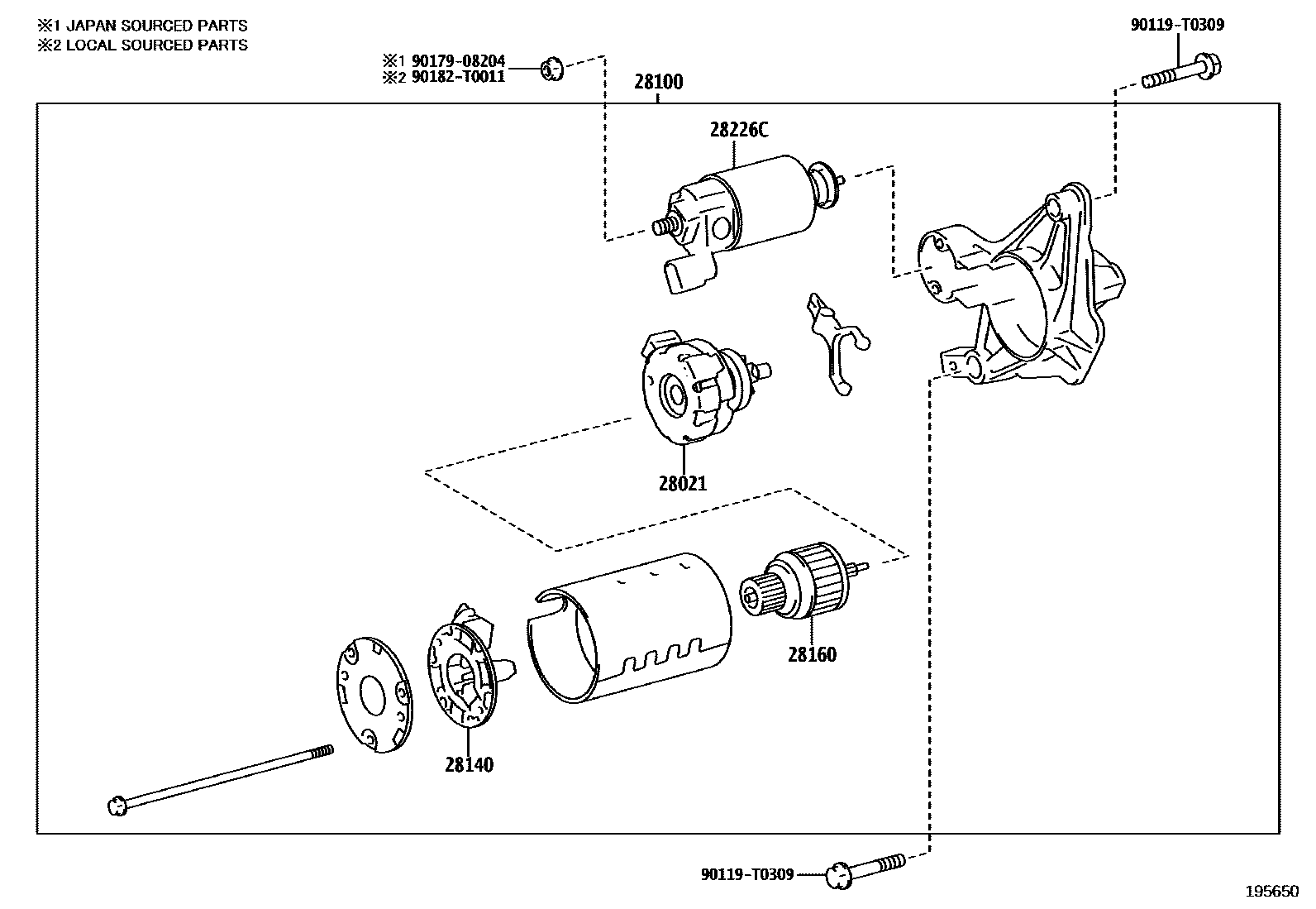 Toyota YARIS 起动机 EPC diagram — 195650