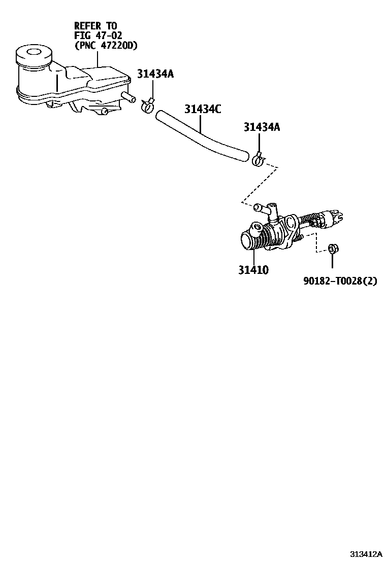 Toyota YARIS 离合器总泵 EPC diagram — 313412A