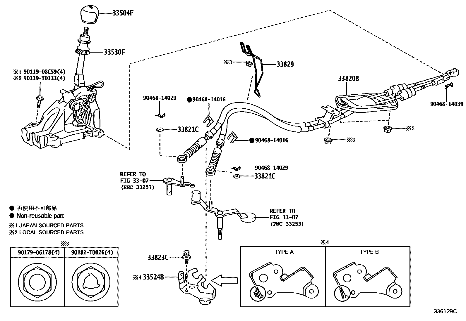 Toyota YARIS Shift Lever & Retainer EPC diagram — 336129C
