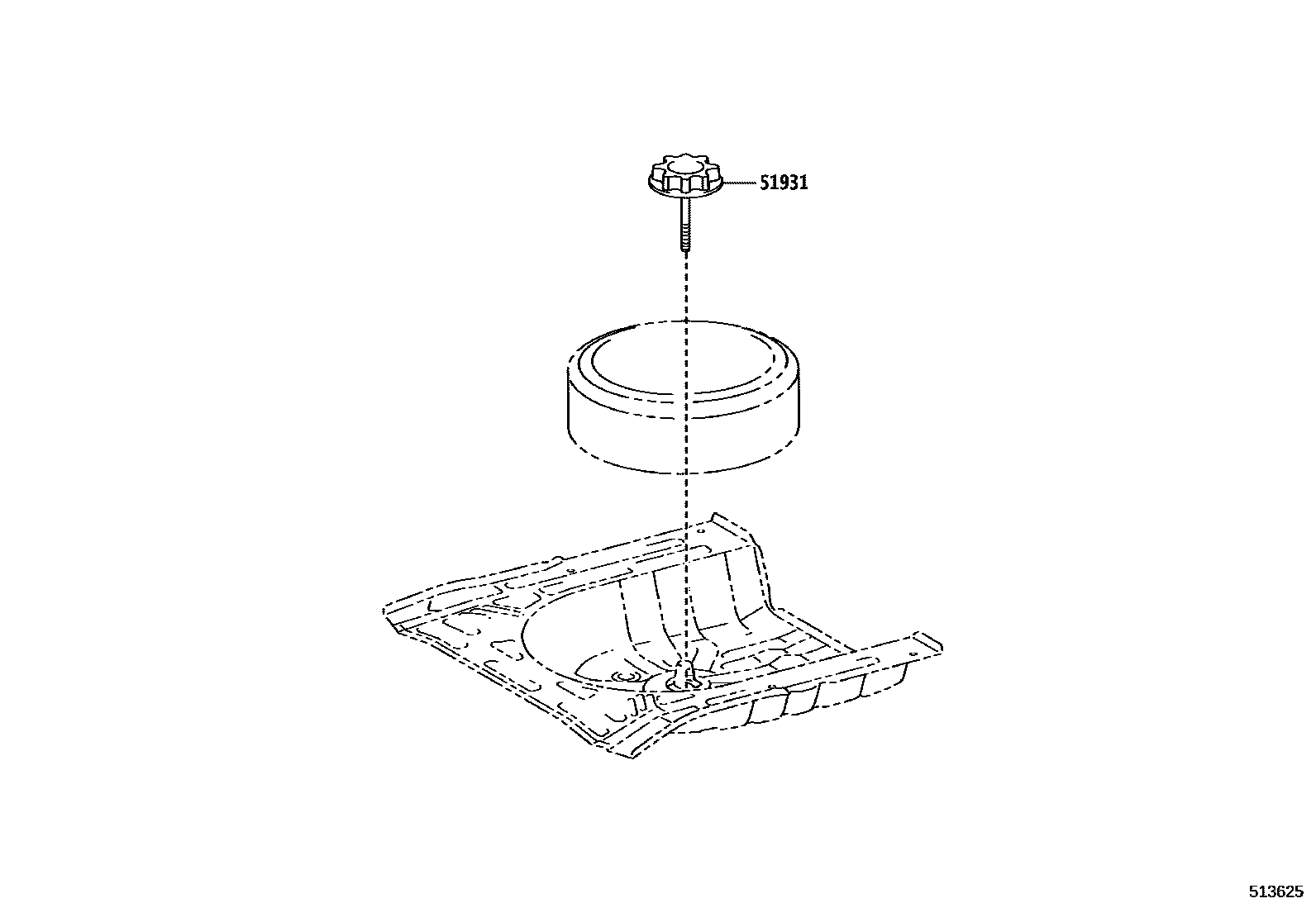 Toyota YARIS Spare tire rack EPC diagram — 513625