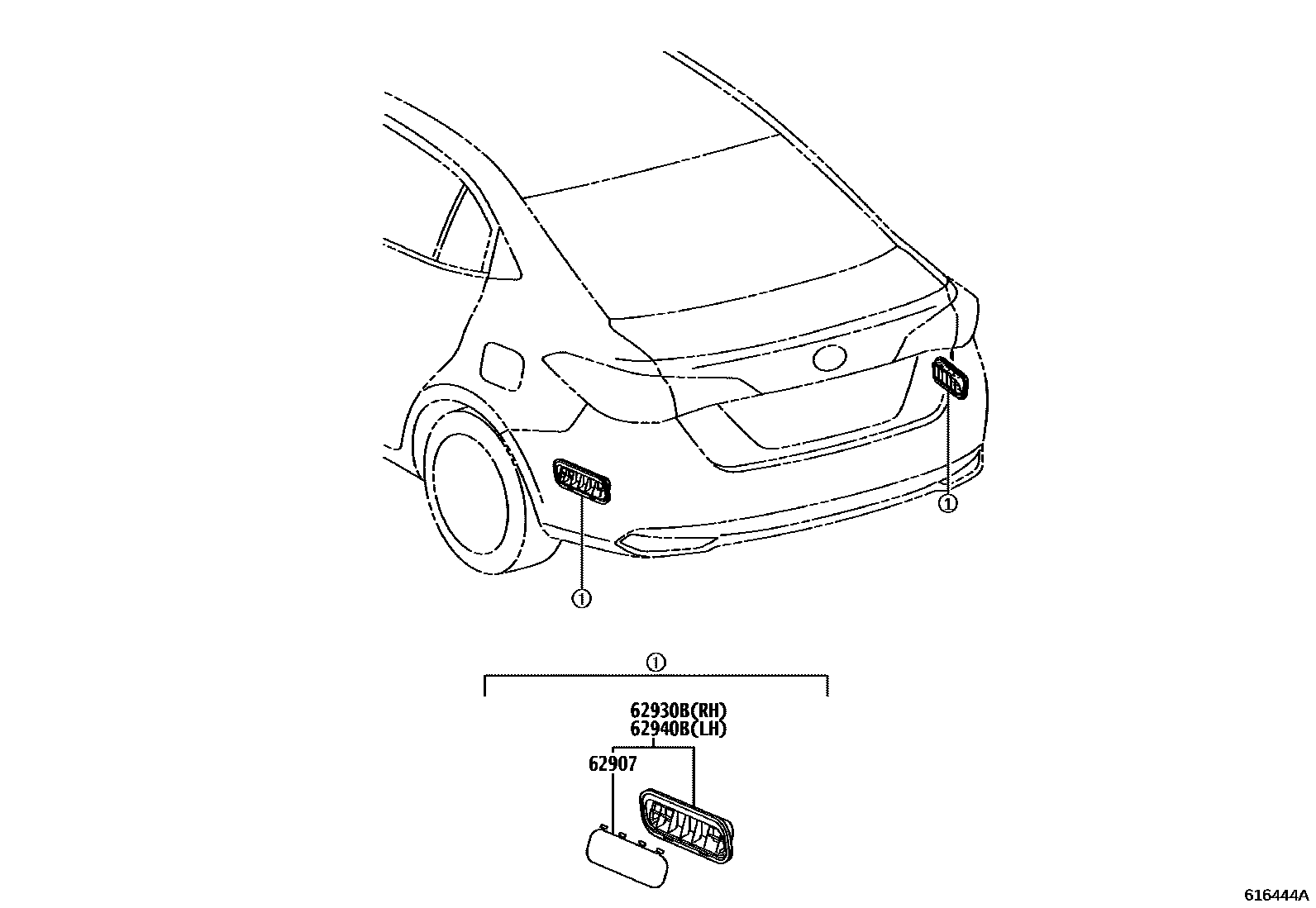 Toyota YARIS 车侧通风装置 EPC diagram — 616444A