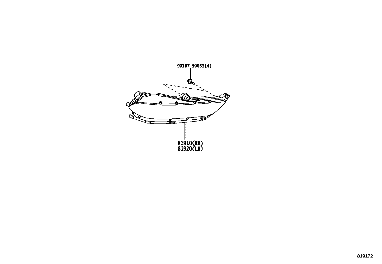 Toyota YARIS reflector EPC diagram — 819172