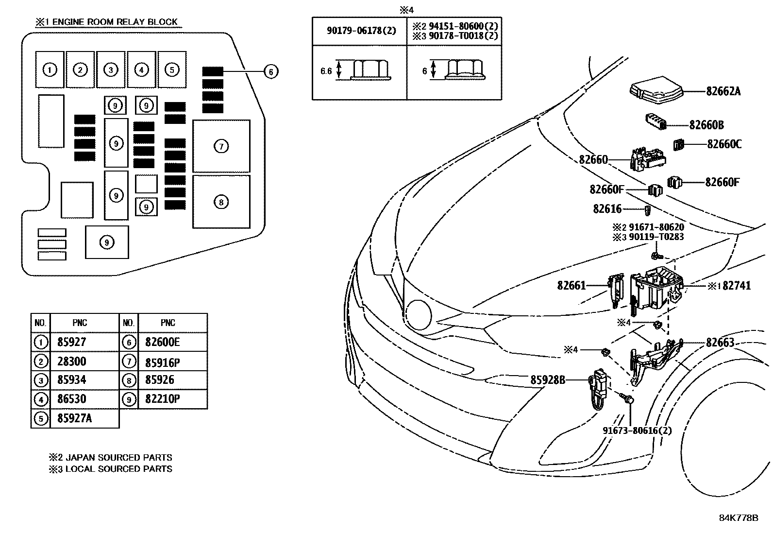 Toyota YARIS 开关和继电器和ECU EPC diagram — 84K778B