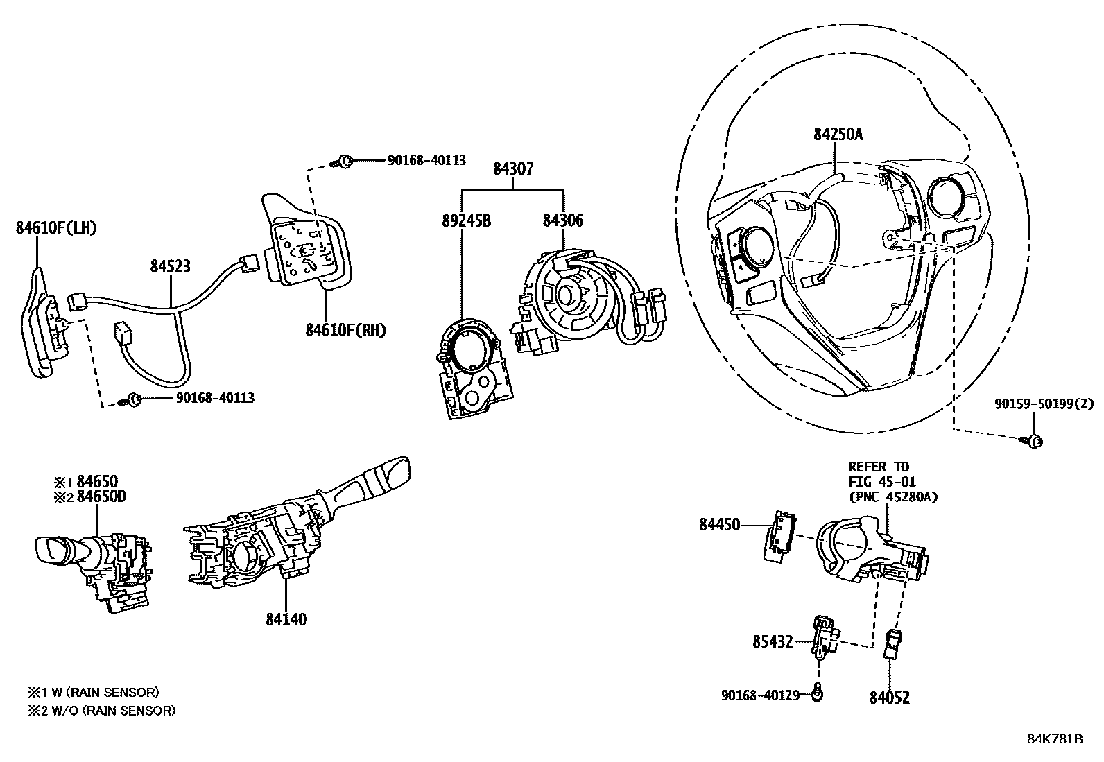 Toyota YARIS 开关和继电器和ECU EPC diagram — 84K781B