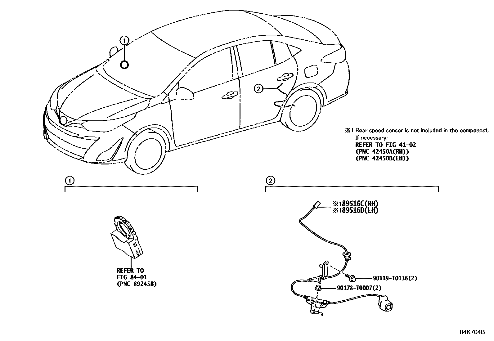Toyota YARIS ABS 和 VSC EPC diagram — 84K704B