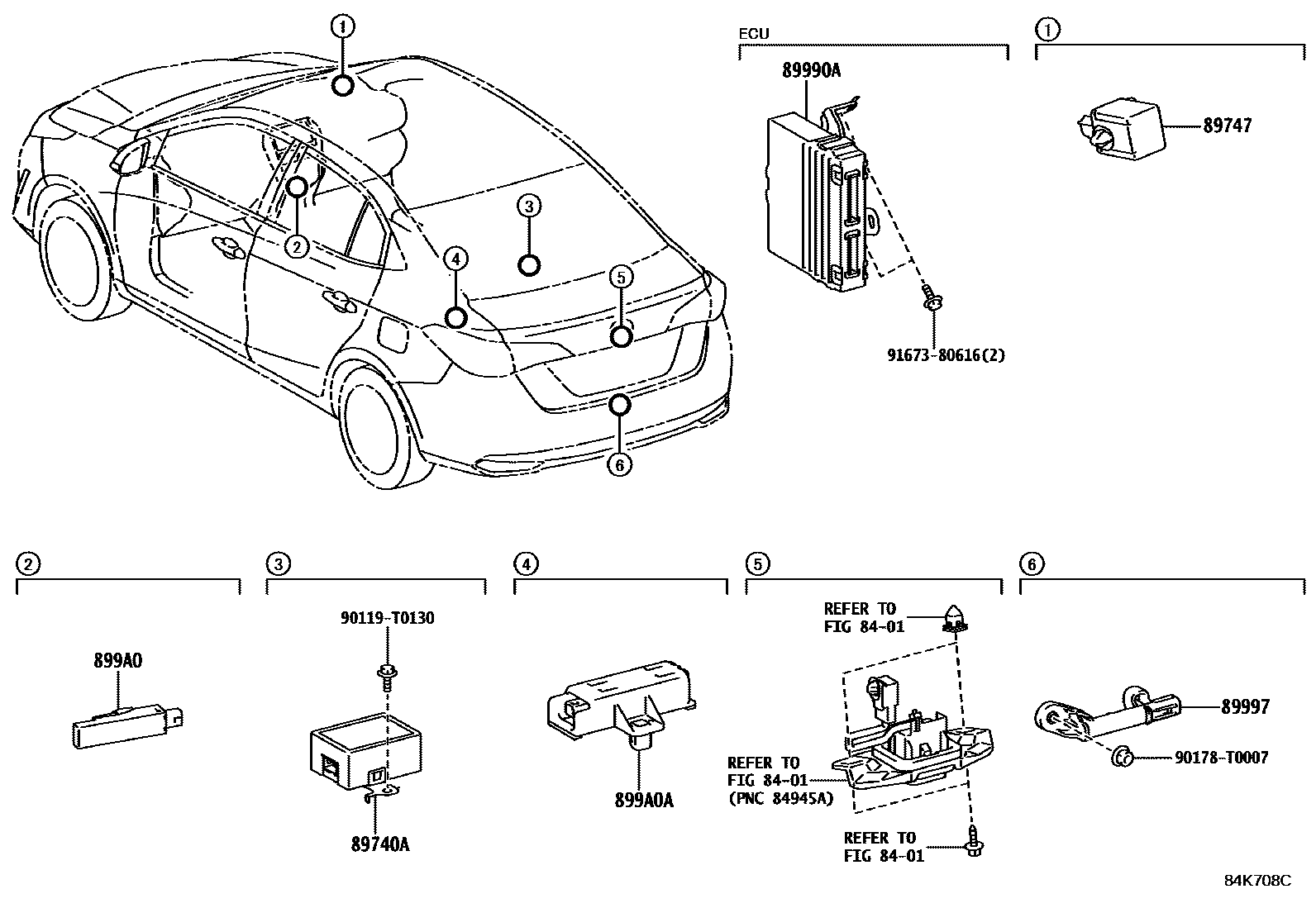 Toyota YARIS 遥控门锁 EPC diagram — 84K708C
